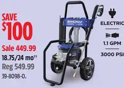 Canadian Tire Simoniz ELECTRIC 1.1 GPM 3000 PSI offer