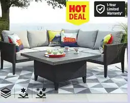 Canadian Tire Renfrew Dining Sectional Set, 3-Pc. Sofa, single-arm loveseat and adjustable coffee table offer