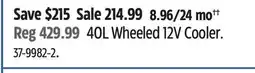 Canadian Tire 40L Wheeled 12V Cooler offer