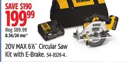 Canadian Tire Dewalt 20V MAX 61⁄2˝ Circular Saw Kit with E-Brake offer