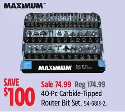 Canadian Tire MAXIMUM 40-Pc Carbide-Tipped Router Bit Set offer