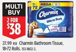 Canadian Tire Charmin Bathroom Tissue, 18=72 Rolls offer