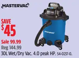 Canadian Tire MASTERVAC 30L Wet/Dry Vac offer