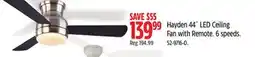 Canadian Tire Hayden 44˝ LED Ceiling Fan with Remote. 6 speeds offer