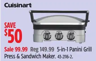 Canadian Tire 5-in-1 Panini Grill Press & Sandwich Maker offer