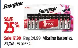 Canadian Tire Energizer Alkaline Batteries, 24/AA offer