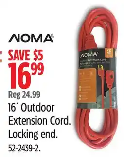 Canadian Tire 16´ Outdoor Extension Cord. Locking end offer