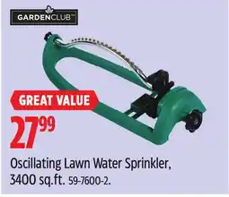 Canadian Tire GARDENCLUB Oscillating Lawn Water Sprinkler, 3400 sq.ft offer