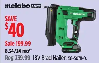 Canadian Tire 18V Brad Nailer offer