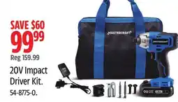 Canadian Tire MASTERCRAFT 20V Impact Driver Kit offer