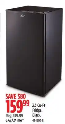 Canadian Tire Master Chef 3.3 Cu-Ft Fridge, Black offer