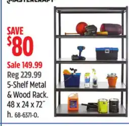 Canadian Tire 5-Shelf Metal & Wood Rack. 48 x 24 x 72' h. some offer