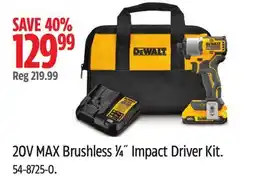 Canadian Tire 20V MAX Brushless 1⁄4˝ Impact Driver Kit offer