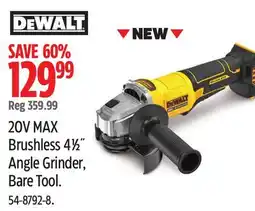 Canadian Tire Dewalt 20V MAX Brushless 4 1⁄2˝ Angle Grinder offer