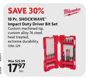 Home Hardware 18 Pc. SHOCKWAVE Impact Duty Driver Bit Set offer