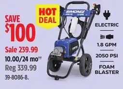 Canadian Tire Simoniz 2050 PSI Electric Pressure Washer with Foam offer