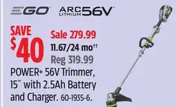 Canadian Tire Ego POWER+ 56V Trimmer offer