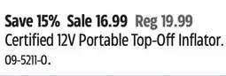 Canadian Tire Certified 12V Portable Top-Off Inflator offer