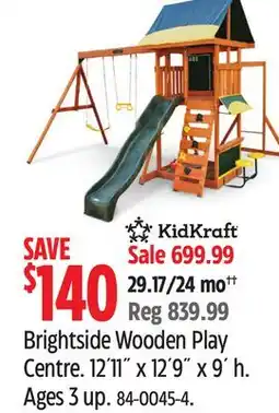Canadian Tire Brightside Wooden Play Centre. 12´11˝ x 12´9˝ x 9´ h. Ages 3 up offer