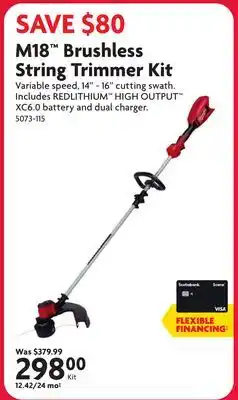 Home Hardware M18 Brushless String Trimmer Kit offer