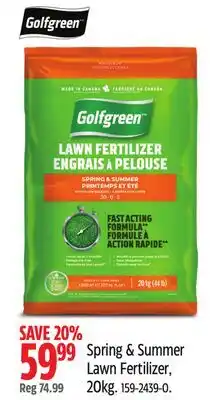 Canadian Tire Golfgreen Spring & Summer Lawn Fertilizer, 20kg offer