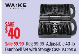 Canadian Tire Adjustable 40-lb Dumbbell Set with Storage Case offer