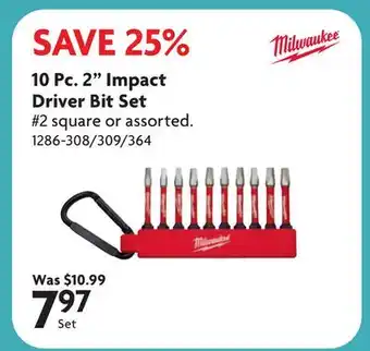 Home Hardware 10 Pc. 2 Impact Driver Bit Set offer
