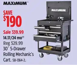 Canadian Tire Maximum 30˝ 5-Drawer Rolling Mechanic's Cart offer