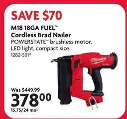 Home Hardware M18 18GA FUEL Cordless Brad Nailer offer