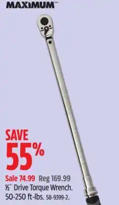 Canadian Tire 1⁄2˝ Drive Torque Wrench. 50-250 ft-lbs offer