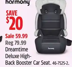 Canadian Tire Harmony Dreamtime Deluxe High- Back Booster Car Seat offer