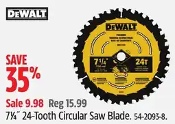 Canadian Tire Dewalt 7 1⁄4˝ 24-Tooth Circular Saw Blade offer