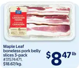 Walmart Maple Leaf boneless pork belly slices 3-pack offer