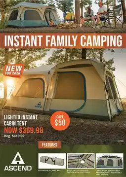 Cabela's ASCEND LIGHTED INSTANT CABIN TENT offer