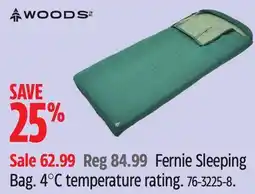 Canadian Tire Fernie Sleeping Bag. 4°C temperature rating offer