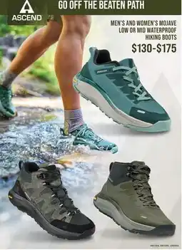 Cabela's ASCEND MEN'S AND WOMEN'S MOJAVE LOW OR MID WATERPROOF HIKING BOOTS offer
