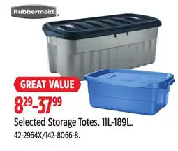 Canadian Tire Rubbermaid Selected Storage Totes offer