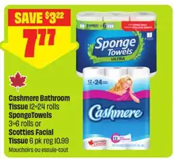 FreshCo Cashmere Bathroom Tissue 12=24 rolls Spongetowels 3=6 rolls or Scotties Facial Tissue offer
