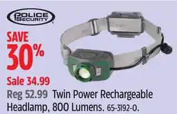 Canadian Tire Police Security Twin Power Rechargeable Headlamp offer