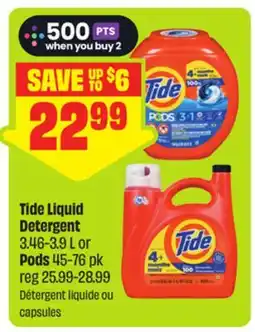 FreshCo Tide Liquid Detergent 3.46-3.9 L or Pods 45-76 pk offer