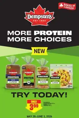 FreshCo Dempster's Protein Bread 600 g, Bagels 5 pk or Tortillas 330 g offer