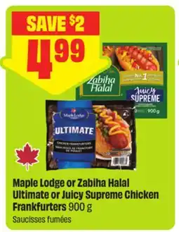 FreshCo Maple Lodge or Zabiha Halal Ultimate or Juicy Supreme Chicken Frankfurters offer