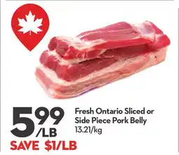 Longo's Fresh Ontario Sliced or Side Piece Pork Belly offer