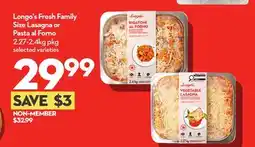 Longo's Fresh Family Size Lasagna or Pasta al Forno offer