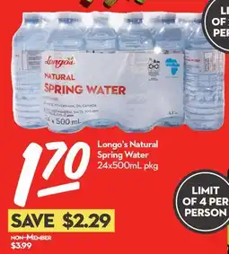 Longo's Natural Spring Water offer