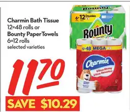 Longo's Charmin Bath Tissue 12 = 48 rolls or Bounty PaperTowels 6 = 12 rolls offer