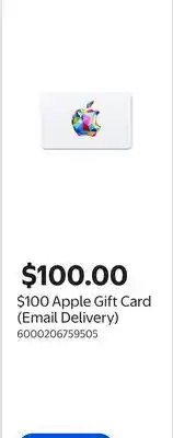 Walmart $100 Apple Gift Card (Email Delivery) offer