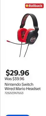 Walmart Nintendo Switch Wired Mario Headset offer