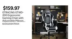 Walmart GTRACING GTWD-200 Ergonomic Gaming Chair with Adjustable Pillows and Footrest offer