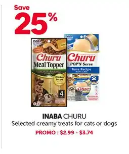 Mondou INABA CHURU Selected creamy treats for cats or dogs offer